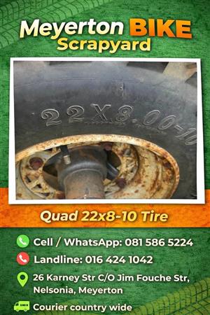 Quad tyre 22 x 8 - 10. Meyerton bike scrapyard new & secondhand spares. Andre