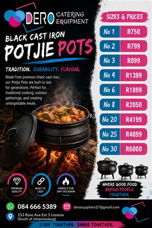 Black Cast Iron Potjie Pots