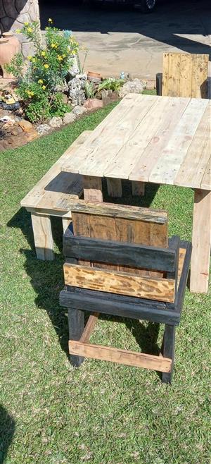 Rustic Table Chair Bench Set