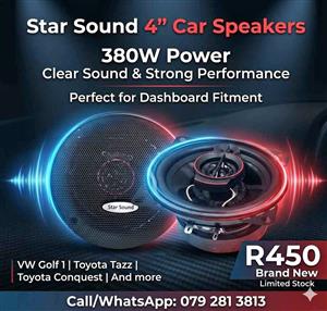 Starsound 4″ 380W Car Speakers – Perfect for VW Golf Mk1 / Toyota Tazz / Conquest 