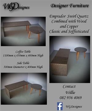 Coffee table and side tables included 