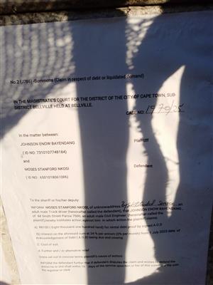 BELLVILLE MAGISTRATE COURT IN CAPE TOWN. JOHNSON BAYENDANG vs MOSES S. NKOSI 