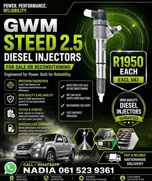 GWM STEED 2,5 DIESEL INJECTORS FOR SALE OR RECONDITIONING