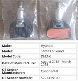 Hyundai Santa Fe TPMS tyre pressure monitor sensors and valves 