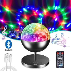 Rechargeable MultiColour LED Wireless Speaker Music Rotating Crystal Magic Ball 