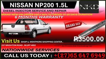 BRAND NEW NISSAN NP200 DIESEL INJECTORS