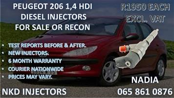PEUGEOT 206 1.4 HDI DIESEL INJECTORS FOR SALE. REBUILT AND TESTED
