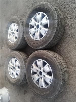 16" Ford Ranger mags with used tyres 20% treads left set 