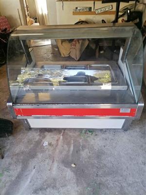 Curve glass food display warmer