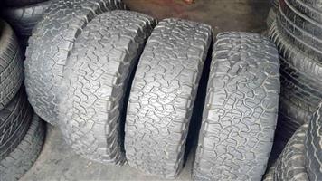 Four 285/70/17 BF Goodrich A/T KO2 tyres with sufficient threads