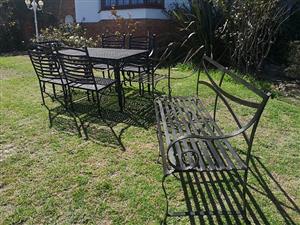 Outdoor Garden Suite 6 Seater Wrought Iron Patio Set With Bench