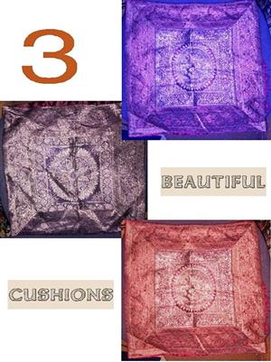 3 cushions in mandala design