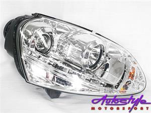 Golf Mk5 Chrome DRL Headlights with LED Driving Lights (not for xenon models)