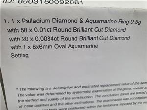 AquaMarine, Palladium, diamond set