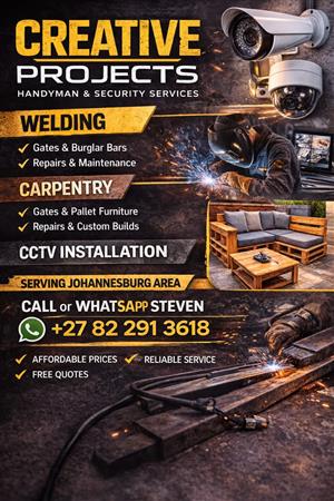 Custom steel and wooden furniture and handyman services