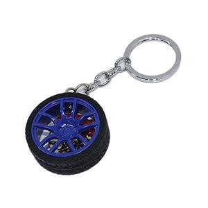 Keyring with Alloy Wheel & Tyre and Brake Caliper Design (Blue)