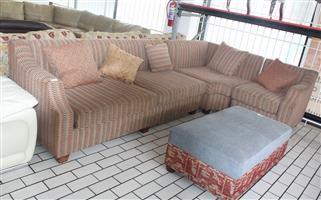 RED L-SHAPE COUCH WITH OTTOMAN S064961J