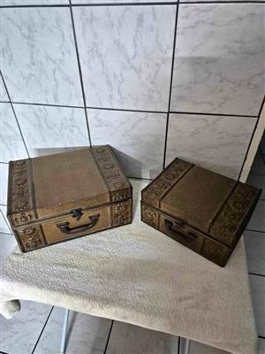 Two beautiful vintage wooden storage boxes