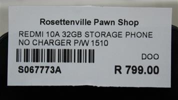 REDMI 10A 32GB STORAGE PHONE NO CHARGER (S067773A)