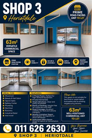 Shop 3 – 63m² Versatile Commercial Space To Let