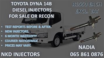 TOYOTA DYNA 14B DIESEL INJECTORS FOR SALE. REBUILT AND TESTED