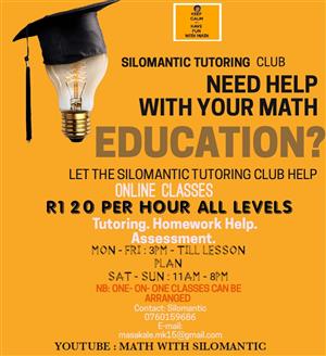 I am a Math tutor for all levels. I reside in Proclamation Hill I charge R120 pe
