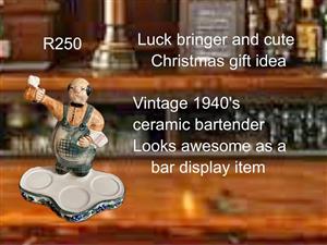 Vintage 1940’s ceramic bartender - bar item, bar display