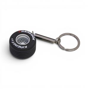 Keyring with Rubber Alloy Wheel & Hankook Tyre (White)