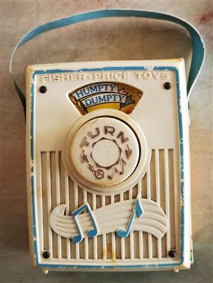 Vintage 1970's Fisher Price Humpty Dumpty Music Box Radio