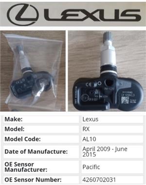 Lexus RX TPMS tyre pressure monitor sensors 