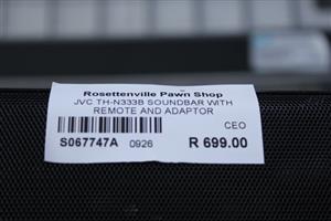 JVC TH-N333B SOUNDBAR WITH REMOTE AND ADAPTOR (S067747A) 