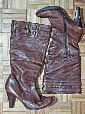 Aldo knee high brown leather boot