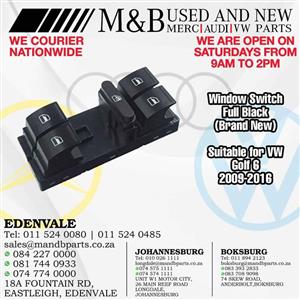 Window Switch full black (Brand New)  Suitable for VW Golf 6