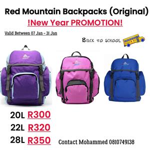 Brand New Red Mountain Backpacks/ School Bags
