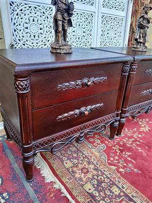 Elegant Antique Dark Wood Nightstand