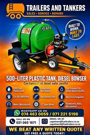 2026 Trailers&Tankers C500P- 500liter polyurathene diesel bowser/ fuel trailer/ mini tanker