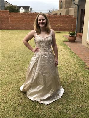 NEW 100% SIlk rosegold wedding dress for sale