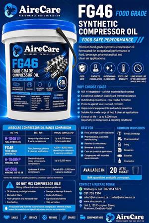 FG46 Food Grade Oil -(synthetic) for Air Compressors