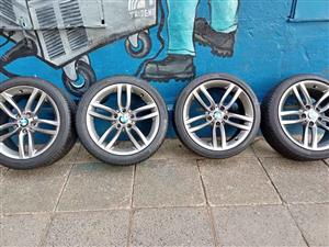 Original set of 18 inch BMW mags with tyres for sell 5 X 120 pcd 