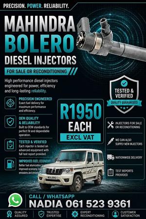 MAHINDRA BOLERO DIESEL INJECTORS FOR SALE OR RECONDITIONING