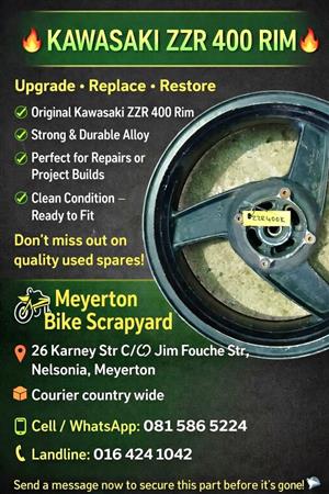 Kawasaki ZZR 400 rim. Meyerton bike scrapyard new & secondhand spares. Andre