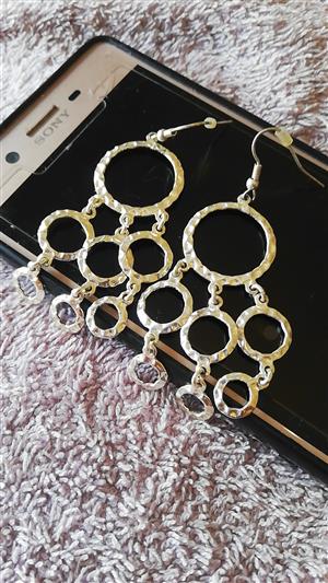 Silver statement circle earrings 