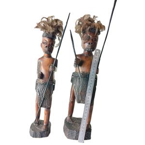 Hand-Carved African Warrior Statues