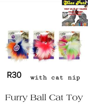 Furry fluffy ball cat toy