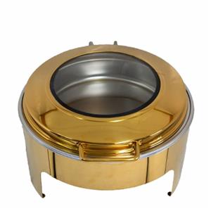 Chafing Dish Gold Round Flat Top Window