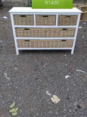 5 Basket drawer white wooden stand
