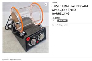 Jewellery tumbler, with aggregate; new, unused.