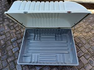 Tuff Shell, fully lockable storage unit with wheels for easy mobility.