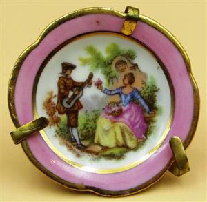 Limoges Miniature Porcelain Display Plate with Wall Mount/Table Stand