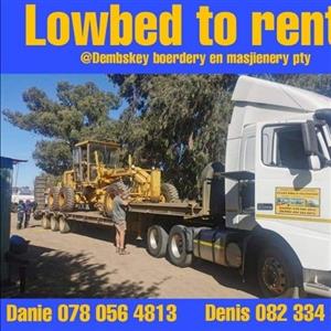 Lowbed to rent/te huur